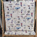 Marin Desenli Su ve Leke Itici Panama Keteni Küçükçalık Premier Duck Kumaş Bezi 100X180 - Kırmızı - Mavi - Beyaz - 100 cm - 180 cm