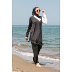 Marina M2107 Siyah-Beyaz Tesettür Mayo