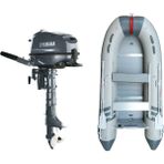 Marinport 3.70 Ahşap Taban Şişme Bot + Yamaha 6 Hp Deniz Motoru - Gri