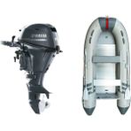 Marinport 3.70 Alüminyum Taban Şişme Bot + Yamaha 15 Hp Deniz Motoru - Gri