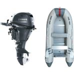 Marinport 4.00 Ahşap Taban Şişme Bot + Yamaha 15 Hp Deniz Motoru - Gri
