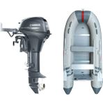 Marinport 4.30 Ahşap Taban Şişme Bot + Yamaha 9.9 Hp Deniz Motoru - Gri