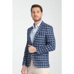 Mario Erkek Açık LacivertEkose Slim Fit Mono Yaka Spor Blazer Ceket Açık Lacivert 56/6