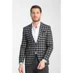 Mario Erkek Siyah Ekose Slim Fit Mono Yaka Spor Blazer Ceket Siyah 50/6