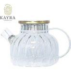 Mariposa Secret Çelik Kapaklı Borosilikat Dilimli Model Süzgeçli Cam Demlik Bitki Çayları 1000 ml Royaleks-Cm- - Renkli