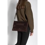 Marjin Kadın Clutch Portföy Çarpaz Askılı El ve Omuz Çantası Sonira Kahve Süet