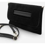 Marjin Kadın Clutch Portföy Çarpaz Askılı El ve Omuz Çantası Sonira Siyah Süet - Siyah - Süet