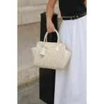 Marjin Kadın El Örgüsü Charmlı Fermuar Kapama Clutch & Portföy El Çantası Refone Ekru Hasır - Hasır - Ekru