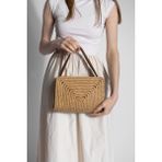 Marjin Kadın El Örgüsü Fermuarlı Clutch & Portföy El Çantası Yonti Taba Hasır - Taba - Hasır