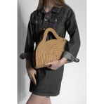 Marjin Kadın El Örgüsü Fermuarsız Kalıp Clutch & Portföy El Çantası Poger Bej Hasır - Hasır - Bej