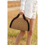 Marjin Kadın El Örgüsü Fermuarsız Kalıp Clutch & Portföy El Çantası Poger Kahve Hasır