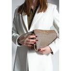 Marjin Kadın Fermuarlı Iç Cepli Clutch Çapraz Askılı El ve Omuz Çantası Faris - Vizon