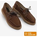 Marjin Kadın Hakiki Deri Bağlamalı Loafer Günlük Ayakkabı Enita Kahve Süet - Kahverengi Süet