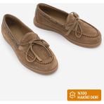 Marjin Kadın Hakiki Deri Fiyonklu İp Detayı Makosen Loafer Günlük Ayakkabı Nifida Camel Süet