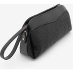 Marjin Kadın Iç Cepli Hasır Görünümlü Clutch & Portföy El ve Omuz Çantası Amarte Siyah