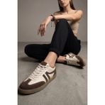 Marjin Kadın Retro Spor Ayakkabı Düz Taban Kahve Sneaker Poliüretan Malzeme ile Rahat Kullanım