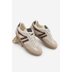 Marjin Kadın Sneaker Bağcıklı Düz Taban Retro Spor Ayakkabı Norde Bej