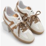 Marjin Kadın Sneaker Retro Çift Bağcıklı Spor Ayakkabı Forden Altın Bakır - Altın - Bakır