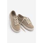 Marjin Kadın Sneaker Yüksek Taban Bağcıklı Bez Spor Ayakkabı Kotnel Camel Süet