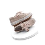 Marjin Kadın Sneaker Yüksek Taban Bağcıklı Keten Spor Ayakkabı Kotnel bej