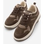 Marjin Kadın Sneaker Yüksek Taban Spor Ayakkabı Aryan Kahve Süet - Kahverengi Süet