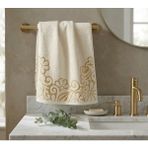 Marka Jakarlı Beyaz Kadife El/yüz Havlusu 50X90 cm - Tekli - Gold