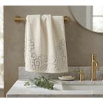 Marka Jakarlı Beyaz Kadife El/yüz Havlusu 50X90 cm - Tekli - Gümüş