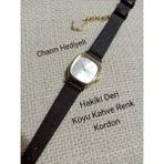 Marka Model Retro Still Vintage Oval Charmlı Gold Kasa - Koyu Kahve Kordon Kadın Kol Saati 0021 - 20 cm