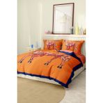 Marka Nevresim Takımı Çift Kişilik Pamuklu Saten Kumaş 6 Parça 3D Dijital Baskı Duvet Cover Set Model No:61 - 06-Turuncu - 220 x 220 cm