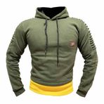 Marka Sepeti Şardonlu Kompakt Dar Kalıp Erkek Penye Sweatshirt Slim Fit (Asker Yeşili, M)