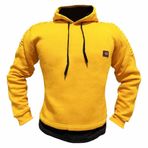 Marka Sepeti Şardonlu Kompakt Dar Kalıp Erkek Penye Sweatshirt Slim Fit (Sarı, M)
