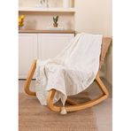[marka] Throw Koltuk Şalı Püsküllü Krem 170x130