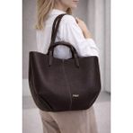 Marka Tote Bag Kadın Büyük Boy Omuz Çantası Premium Tasarım Günlük Kullanım - Koyu Kahverengi