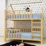 Markaawm Montessori Yatak Çatılı Doğal Ahşap Ranza Karyola Teşhir