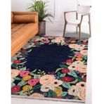 Markaev Kilim, Gül Desenli, Siyah, 80X150