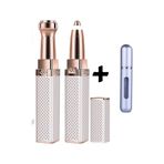 Markafox Luxury 2 Başlıklı Şarjlı Işıklı Kaş Bıyık Alma Vücut Tüy Epilasyon Aleti + Mini Parfüm Şişesi gri