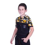 Markahit Kamuflaj Desenli Kapşonlu Sarı Erkek Çocuk T-shirt 00288