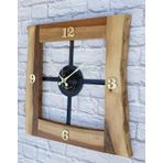 Markakanvas Doğal Ceviz Masif Ahşap,Metal Kare Duvar Saati 50x50cm MKS5R6A