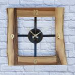 Markakanvas Doğal Ceviz Masif Ahşap,Metal Kare Duvar Saati 50x50cm MKS5R8A