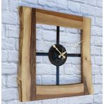 Markakanvas Doğal Ceviz Masif Ahşap,Metal Kare Duvar Saati 50x50cm MKS5RSIZ