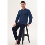 Markalinda 3126 İndigo %100 Pamuk Büyük Beden Erkek Pijama Takımı