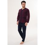 Markalinda 3132 Bordo Büyük Beden Boydan Düğmeli Erkek Pijama Takımı