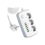 Markalonya Akım Korumalı 3'lü Grup Priz, 1,5 Metre Kablo, 4 USB, Type-C 20W, 2500W, 16A, Termal Koruma, Çocuk K