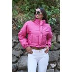 Markano Pembe Dik Yaka Çıtçıtlı Fermuarlı Kısa Şişme Mont