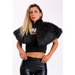 Markano Siyah Broşlu Kürk Etol Bolero