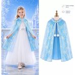 Markaon Üreticiniz Kar Tanesi Desenli Mavi Elsa Pelerini - Astarlı Frozen Pelerini 85 cm
