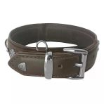 Markapet Deri Doğal Taşlı Köpek Boyun Tasması 44-50 cm Medium Kahverengi
