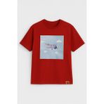 Markapia Man Erkek Bisiklet Yaka %100 Pamuk Helikopter Baskılı T-Shirt - Kiremit - 2XL