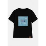 Markapia Man Erkek Bisiklet Yaka %100 Pamuk Helikopter Baskılı T-Shirt - Siyah