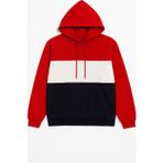 MARKAPIA MAN Erkek Kapüşonlu Cepli İçi Polarlı Parçalı Kırmızı Sweatshirt